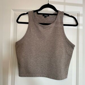 Cropped Workout Tank (size: L, light brown)